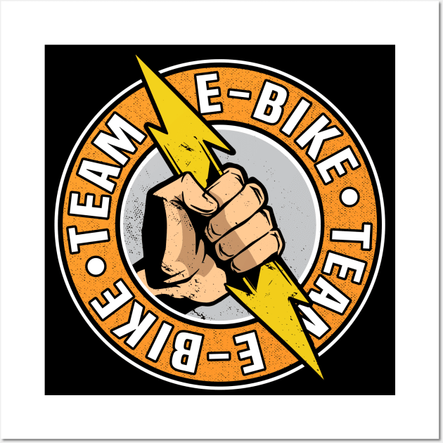 Team E-Bike Ebike Electric Bicycle Retro Logo Gift Wall Art by Kuehni